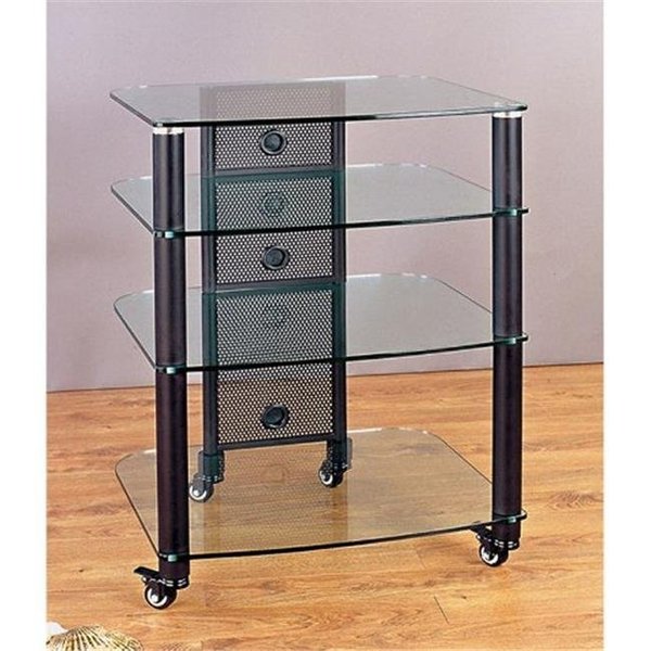 Vti Manufacturing VTI Manufacturing NGR404BW Black Poles 4 Clear Glass Shelves AV Stand NGR404BW